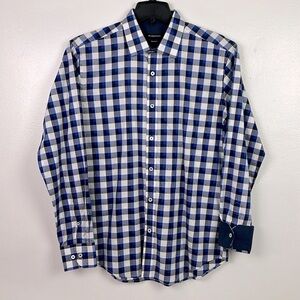 Bugatchi‎ Men Medium Cotton Button Up Long Sleeve Print Shaped Fit Shirt